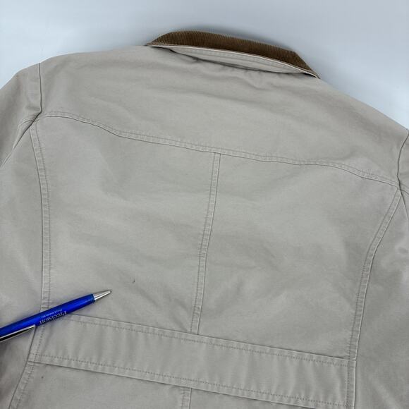 LL Bean Adirondack Barn Chore Coat Women Large Beige Flannel Lined Corduroy - Picture 10 of 14